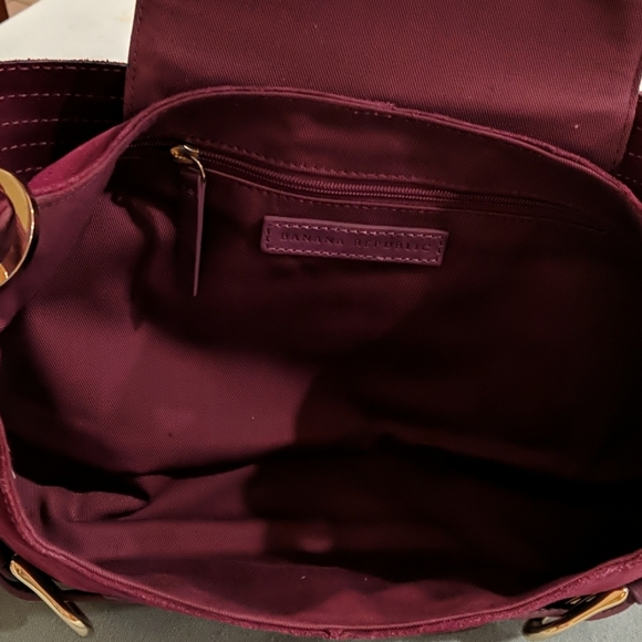 BANANA REPUBLIC MAGENTA LEATHER AND SUEDE HOBO BAG - Picture 8 of 16